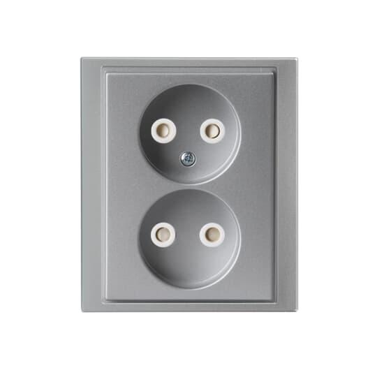 Socket outlet, Impressivo, not earthed, 2gang, shuttered, screwless