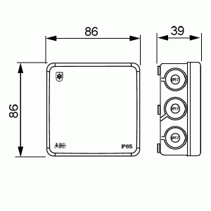 Surface-mounted junction box, IP65, 86 x 86 mm, red