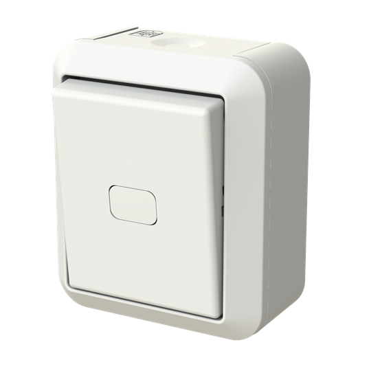 switch　ホワイト 1-gang 2-way switch, Jussi IP44, 2 X-terminals, lamp not