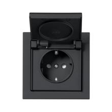 Socket outlet, Impressivo, Schuko, 1-gang, shuttered, screwless terminals, black matt, IP44