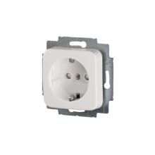 Socket outlet, Jussi, Schuko, 1-gang, shuttered, screwless terminals