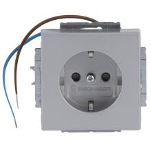 Socket outlet, Impressivo, Schuko, 1-gang, shuttered, screwless terminals, LED light, aluminum