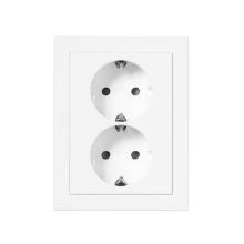 Socket outlet, Impressivo, Schuko, 2-gang, shuttered, screwless terminals, corner installation, white