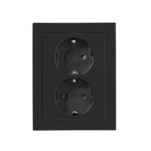 Socket outlet, Impressivo, Schuko, 2-gang, shuttered, screwless terminals, corner installation, anthracite