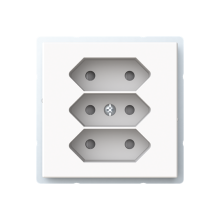 Euro socket outlet, 3-gang, shuttered, screwless terminals, branching terminals, white matt