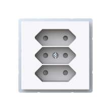 Euro socket outlet, Impressivo, 3-gang, shuttered, screwless terminals, branching terminals, white