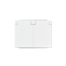 Schuko socket outlet, Impressivo, 2-gang with lid, shuttered, screwless terminals, branching terminals, white matt