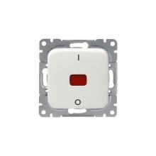 2-pole 1-gang 1-way switch, Jussi, no X-terminals, red lens, "1/0" symbol, incl.lamp