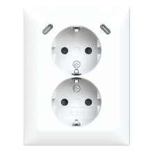 Socket outlet, 2-gang, flush, 2xUSB-C  - Saga