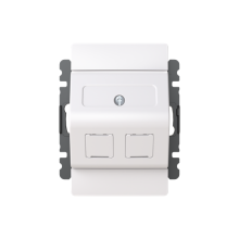 Center plate Modular Jack 2 gang White - Saga