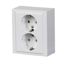Socket outlet, Impressivo, Schuko, 2-gang, shuttered, screwless terminals, white