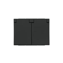 Schuko socket outlet, Impressivo, 2-gang with lid, shuttered, screwless terminals, branching terminals, black matt