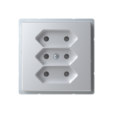Euro socket outlet, Impressivo, 3-gang, shuttered, screwless terminals, branching terminals, aluminum