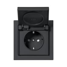Socket outlet Without imprint with Hinged Lid Black - Impressivo