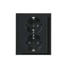Socket outlet, Impressivo, Schuko, 2-gang, shuttered, screwless terminals, branching terminals, anthracite