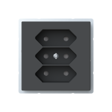 Euro socket outlet, Impressivo, 3-gang, shuttered, screwless terminals, branching terminals, anthracite