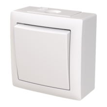 6-Switch surface IP44 Rocker lever, Two-way switch White - Saga