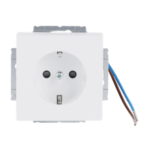 Socket outlet, Schuko, 1-gang, shuttered, screwless terminals, LED light, matt white