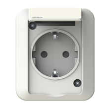 Socket outlet, Jussi IP54/55, 1-gang Schuko, shuttered, screwless terminals