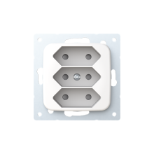 Socket outlet, Jussi, Euro, 3-gang, shuttered, screwless terminals, branching terminals, 2 X-terminals