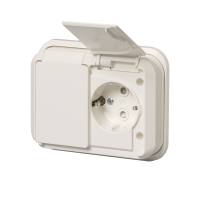 2-gang Schuko socket outlet, flush mounting, IP44