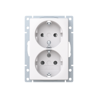 Socket outlet 2-gang, earthed, flat