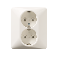 2-gang socket outlet Schuko with cover plate, screwless terminals, IP21