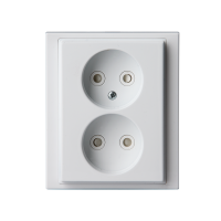 Non-earthed flush mounting 2-gang socket outlets IP21, with cover plate