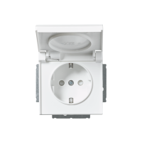 Flush mounting 1-gang Schuko socket outlets with lid IP21
