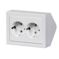 2-gang Schuko socket outlet, corner installation, IP21