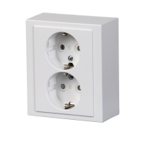 2-gang Schuko socket outlet, IP21