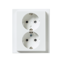 2-gang Schuko socket outlets, flush mounting, with cover plate, IP21