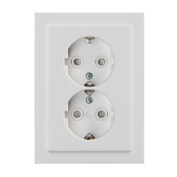 2-gang Schuko socket outlets, flush mounting in special 1,5 x box, IP21