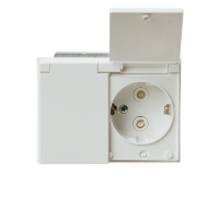 Flush mounting 2-gang Schuko socket outlets with lid IP21