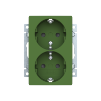 2-gang Schuko, green