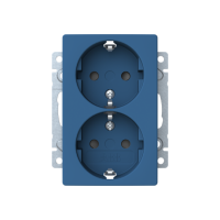 2-gang Schuko, blue