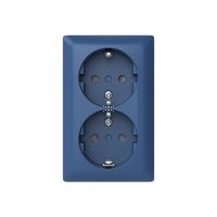 2-gang, Schuko outlet, blue