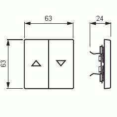 Switch rocker, Impressivo, 2-gang, "up/down" symbol, anthracite | ABB ...